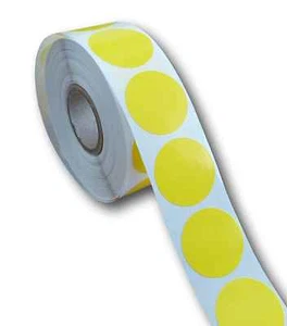 1000 GLOSS YELLOW ROUND WATERPROOF 25MM STICKY LABELS SEALS STICKERS - Picture 1 of 2