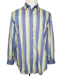 Robert Graham Mens L Button Front Sport Dress Shirt Flip Cuff Striped - Picture 1 of 10