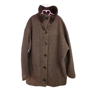 I. Spiewak & Sons Jacket Mens Large Brown Military Wool Coat Herringbone Button - Picture 1 of 8