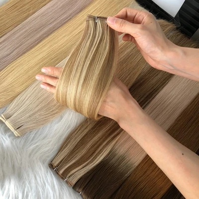 100g Remy Echthaar tressen Haarverlängerung Extensions weft Braun Blond Dick - Bild 1 von 4