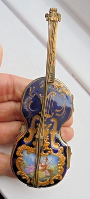 ¿ALEMÁN/FRANCÉS DEL SIGLO XIX? ESMALTE NOVEDAD VIOLA / BARATIJA VIOLÍN / CAJA RAPÉ Foto 1 de 4