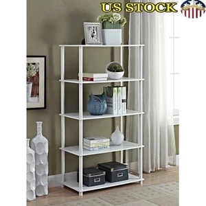 No Tools 5 Shelf Storage Bookcase Sturdy Open Back Shelving Unit Simple Assembly - Picture 1 of 5