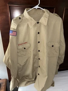 Boy Scout BSA UNIFORM SHIRT Mens 2XL Long Sleeve Tan D36 - Picture 1 of 8