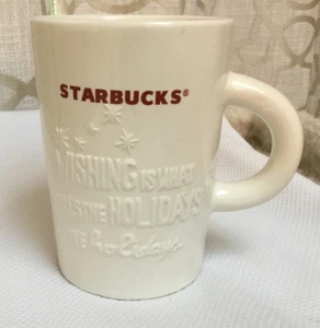 Nice embossed 2010 Starbucks Holiday “Wishing” Coffee Mug - Picture 1 of 4