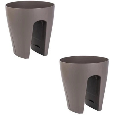 ENGELLAND 2 x Blumentopf Für Geländer Blumenkasten Geländerkasten Braun - Bild 1 von 4