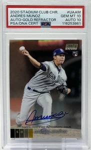 Andres Munoz Rookie Auto PSA 10/10 - 2020 Topps Stadium Club Chrome ‘Gold’ /50 - Picture 1 of 8