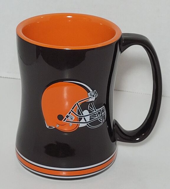 Vintage Cleveland Browns Coffee Mug Grid Background Design Papel Ceramic 12  oz