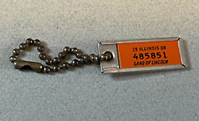 Vintage Disabled Veterans Mini License Plate Key Chain Ring Tag ILLINOIS 1969