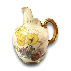 Royal Worcester Pitcher Jug Gold Bone China Antique 19th Century Floral Gold - Picture 1 of 20