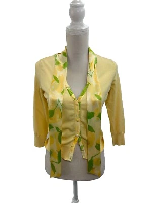 INC International Concepts Yellow Silk Lined Cardigan Removable Tie Size Small  - Image 1 of 4
