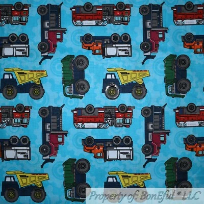 BonEful TELA FQ Algodón Edredón Azul Agua TONKA Camión de Volteo Neumático de Bomberos Niño Juguete EE. UU. Foto 1 de 4