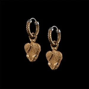 Rattlesnake Head Earrings Dangle Drop Hoop Earrings 925 Sterling Silver Ear Pins - Picture 1 of 14