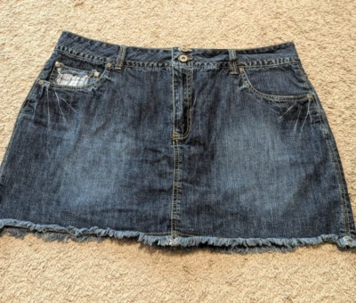 Винтажный выцветший славы мини синий Jean юбка Sz 18 джинсовой ткани skort лоскутное одеяло 90-х Y2K Western - Изображение 1 из 4