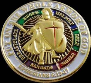 PUT ON THE WHOLE ARMOR OF GOD HAT LAPEL PIN EPHESIANS 6:13-17 SPIRITUAL NEW - Picture 1 of 7