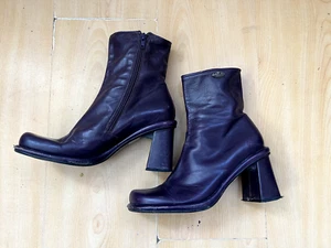 Buffalo, Ladies, Purple, Vintage Mid 1990s, Block, Zip Ankle Boots, Euro 37 - Picture 1 of 7