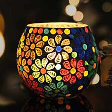 Indian Antique Mosaic Votive Tea Light Glass Candle Holder Diwali Wedding Decor