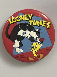 Pin de seguridad Looney Tunes vintage años 90 Looney Tunes botón trasero WB Tweety Bird & Sylvester - Imagen 1 de 3