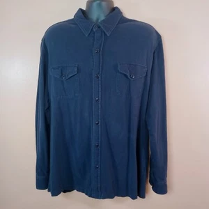 Lucky Brand Blue Flannel Button Up Shirt Men XL FLAWS Outdoor Workwear - Picture 1 of 7
