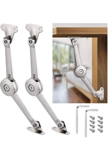 2Pcs Soft Close Lid Support Hinges with Screws & Hex Key, Satin Nickel Drop Down - Picture 1 of 8
