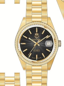 Cavadini Automatic Men's Watch Kal. Felsa Swiss Made CV-334 Leonardo Gold-Black - Picture 1 of 7