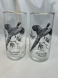 2 VTG MCM "SPORTSMAN" Federal Glass Game Birds 12oz Tumblers: Ring Neck Pheasant - Picture 1 of 19