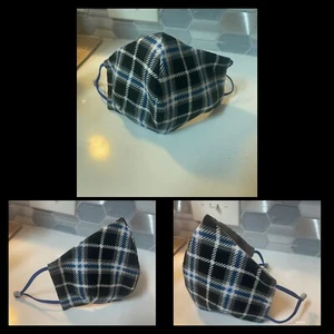 Face Mask Black Plaid Adult Breathable W/Wire Comfort Elastic Adjustable Comfy - Picture 1 of 1