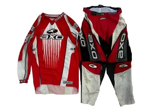 Vintage AXO Type-R Motocross Dirt Bike Pants Red White Black Size 26 Shirt Set - Picture 1 of 10