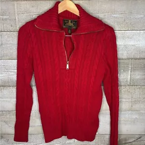 Suéter Lauren Ralph Lauren Medio Rojo Tejido con Cable 3/4 Cremallera - Imagen 1 de 3