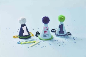 Mud Pie E2 Baby Boy 4"H x 3.5" dia MINI Birthday Hat 10660007 NO SOUND - Picture 1 of 4