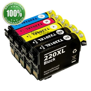 5PK 220XL T220 XL Ink For Epson XP-320 XP-420 XP-424 WF2630 WF2650 WF2660 WF2750 - Picture 1 of 2