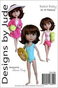 Beach Baby Doll Clothes Sewing Pattern for 14" Patience Dolls, Tonner - Picture 1 of 8