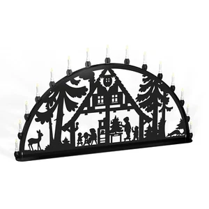Schwibbogen Lichterbogen Metall Waldhaus Weihnachten XL Außen schwarz groß - Bild 1 von 6