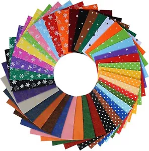 Gemusterte Filzblätter verschiedene Farben 6x6 Zoll 1 mm dick 40 Stck. Insgesamt Zum Selbermachen Handwerk - Bild 1 von 5