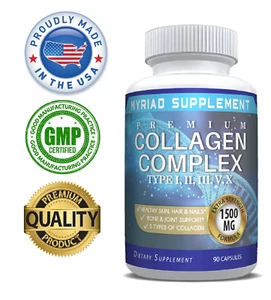 🔥 Premium Collagen Peptides Pills Hydrolyzed Anti-Aging (Types I,II,III,V,X) 🔥 - Picture 1 of 3