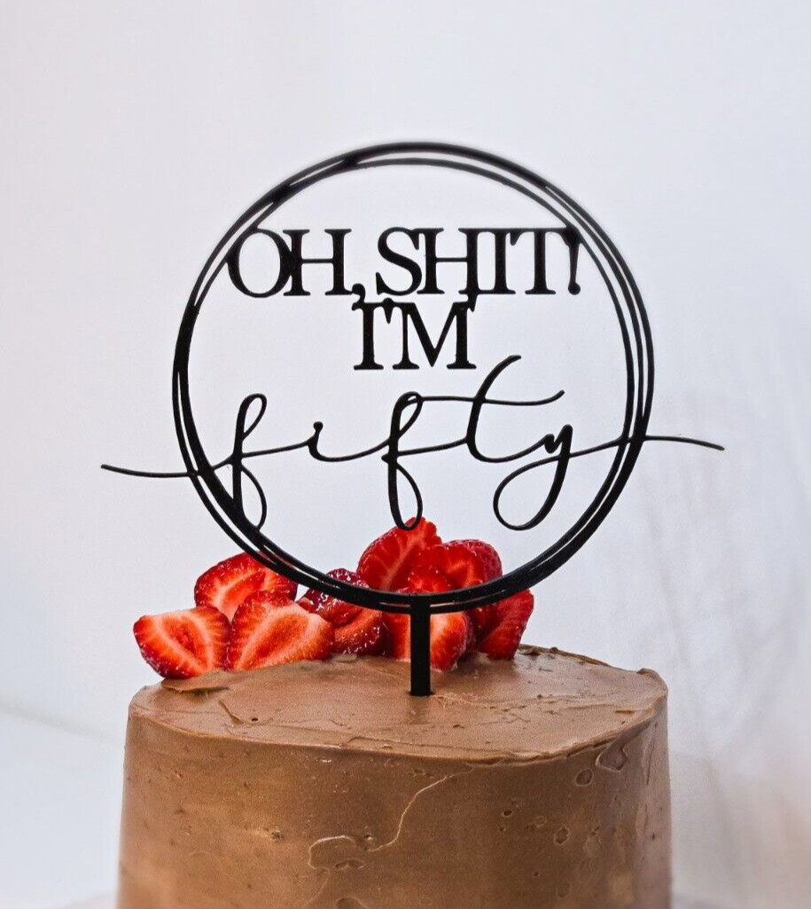 Happy Birthday Cake Topper - Black Acrylic 5x4 Inch Decorative Sign For Cakes, Plants & Desserts - View #13