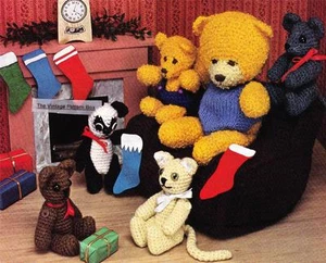 4 TOYS 15cm height -TEDDY,CAT,PANDA,MOUSE & CHAIR - COPY toy crochet pattern - Picture 1 of 1