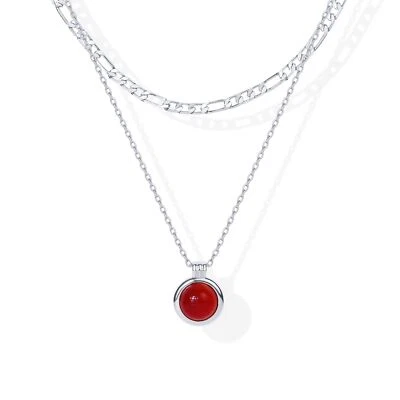 Collares PAVOI enchapados en oro 14K en capas para mujer | Colgante de piedras preciosas Figaro C... Foto 1 de 4