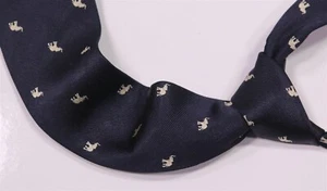 Kamakura Shirts Makers Japan Navy Blue Elephants Silk Handmade Necktie Tie - Picture 1 of 6