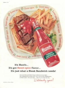 Impresión publicitaria vintage Food HUNT'S Catsup tomate dulce especias filete sándwich - Imagen 1 de 1