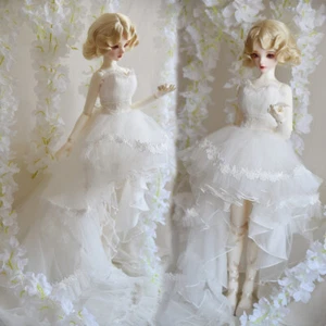 Large Trailing Wedding Dress 1/6 1/4 1/3 Lace Dress yosd DY MDD BJD Doll Clothes - Picture 1 of 15