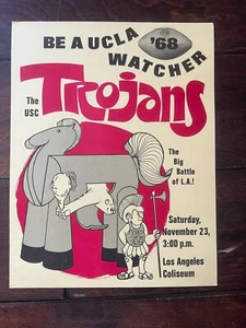 1968 UCLA BRUINS VS USC TROJANS COLLEGE FOOTBALL THICK PAPER 8.5" X 11" RARE - Picture 1 of 4