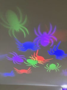 Gemmy LED Lightshow Projection Whirl-A-Motion COLORFUL Spiders  Halloween - Picture 1 of 8