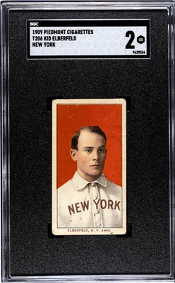 1909 T206 - Kid Elberfeld 150 Nº de fábrica 25 Retrato trasero (RC) SGC 2 GD Foto 1 de 2