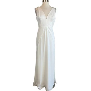 AQUA Women's Formal Dress Size 10 White Sleeveless V-Neck Long Evening Gown - Picture 1 of 8