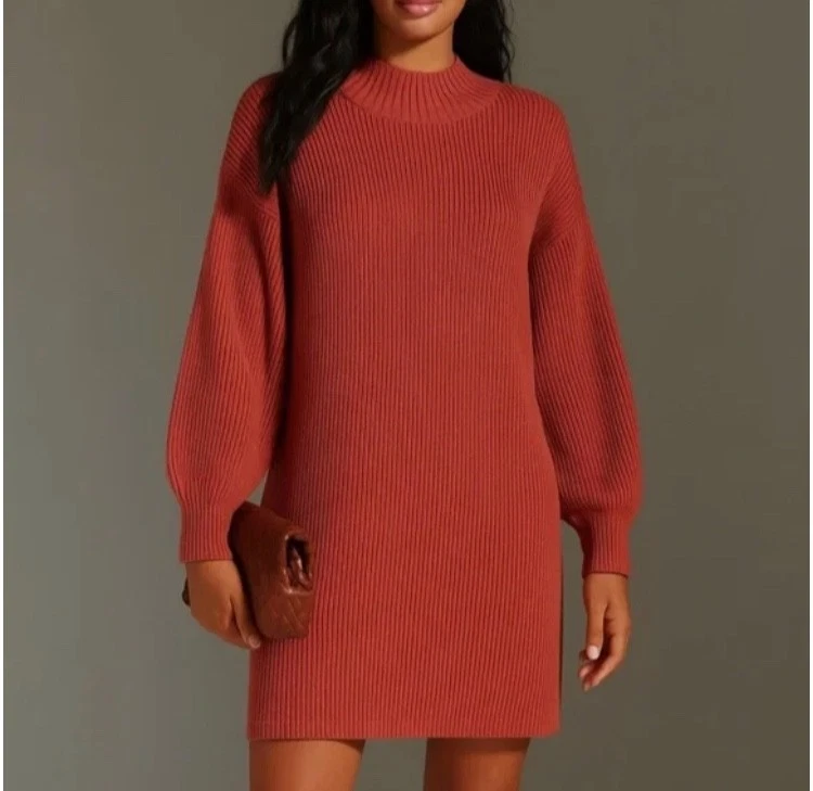 Vestido Suéter Midi Maeve Anthropology Mujer Mediano Naranja Óxido Túnica Foto 1 de 4