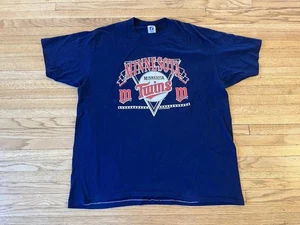 Minnesota Twins Logo 7 Single Stitch T Shirt VTG 80’s Mens XXL Fits L/XL Blue  - Picture 1 of 10