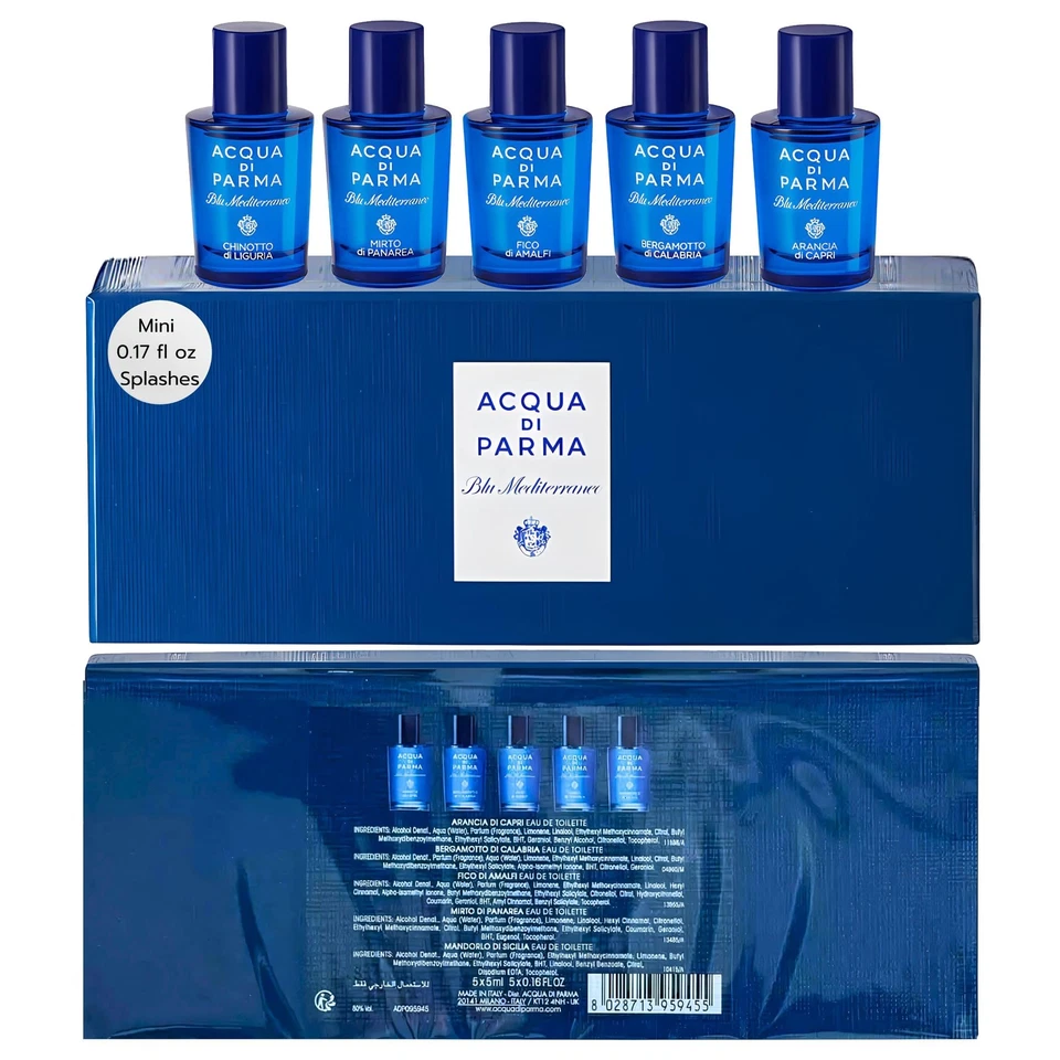 Acqua di Parma Blu Mediterraneo 5 piezas 0,16 oz mini eau de toilette conjunto aroma unisex Foto 1 de 4