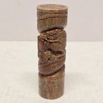 Antigo selo de pedra-sabão chinês antigo esculpido à mão de dragão Shoushan - Imagem 1 de 4