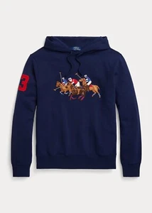 Polo Ralph Lauren Equestrian Triple Pony Felpa con Cappuccio Uomo BIG&TALL 4XB Alta Navy - Foto 1 di 7