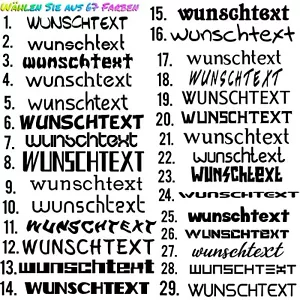 Auto aufkleber WUNSCHTEXT Werbung Schriftzug 61 Schriften decal Tuning bis 30cm - Bild 1 von 6